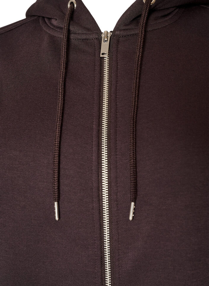 Bluza z kapturem, zamkiem blyskawicznym i kieszeniami, Brązowy, Packshot image number 2