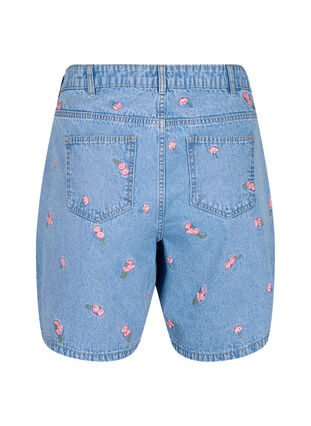 Szorty jeansowe z haftowanymi kwiatami, Light Blue AOP, Packshot image number 1
