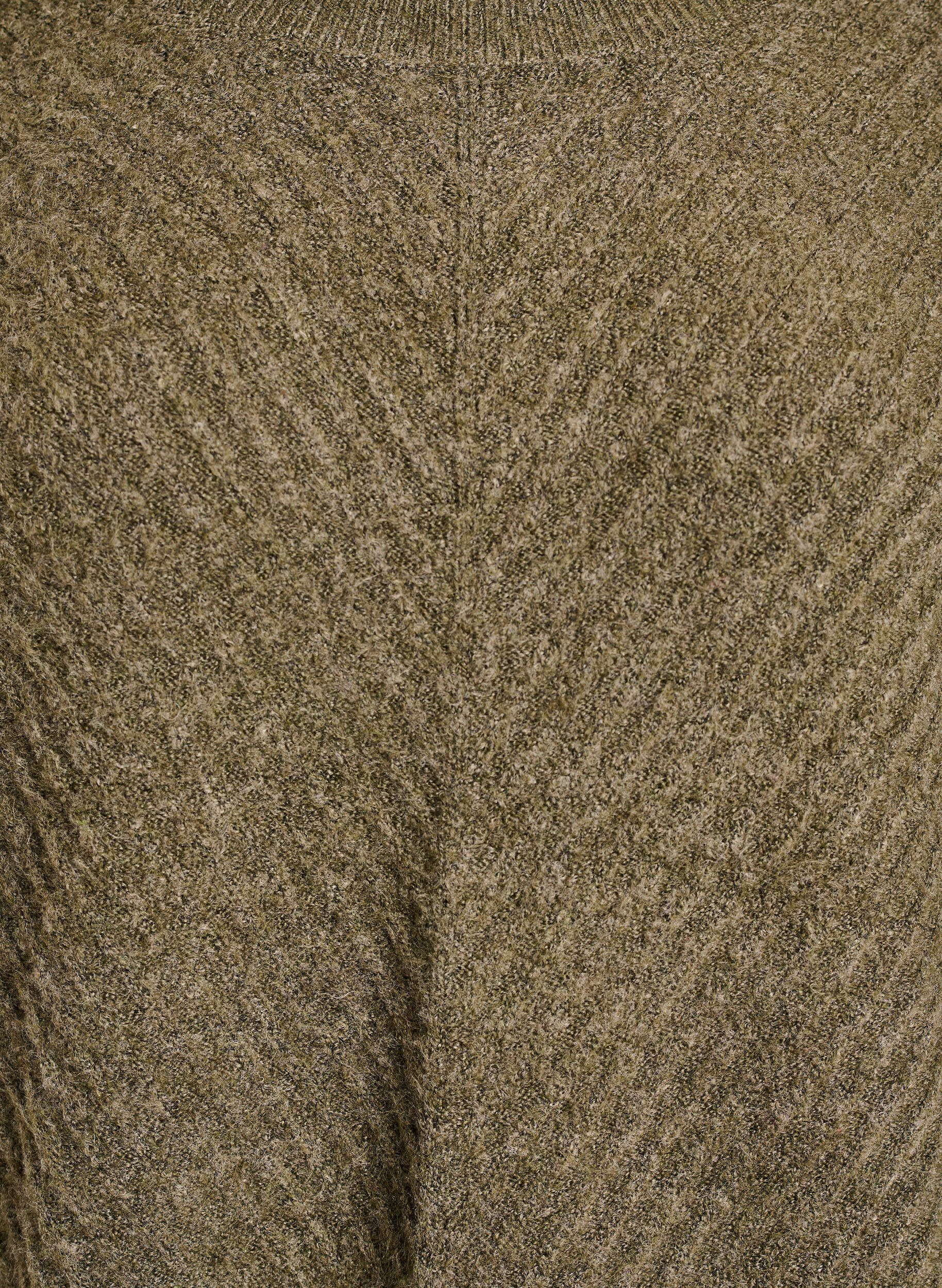 Zizzi Bluzka dzianinowa z prazkowanym wzorem w ksztalcie litery V i rozcieciami, Zielony, Packshot image number 2