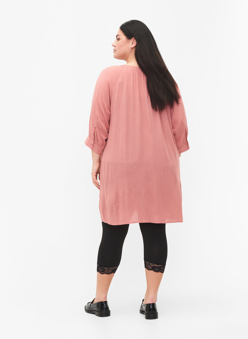 2-pair legginsy 3/4 z koronkowym wykonczeniem, Black / Black, Model image number 1