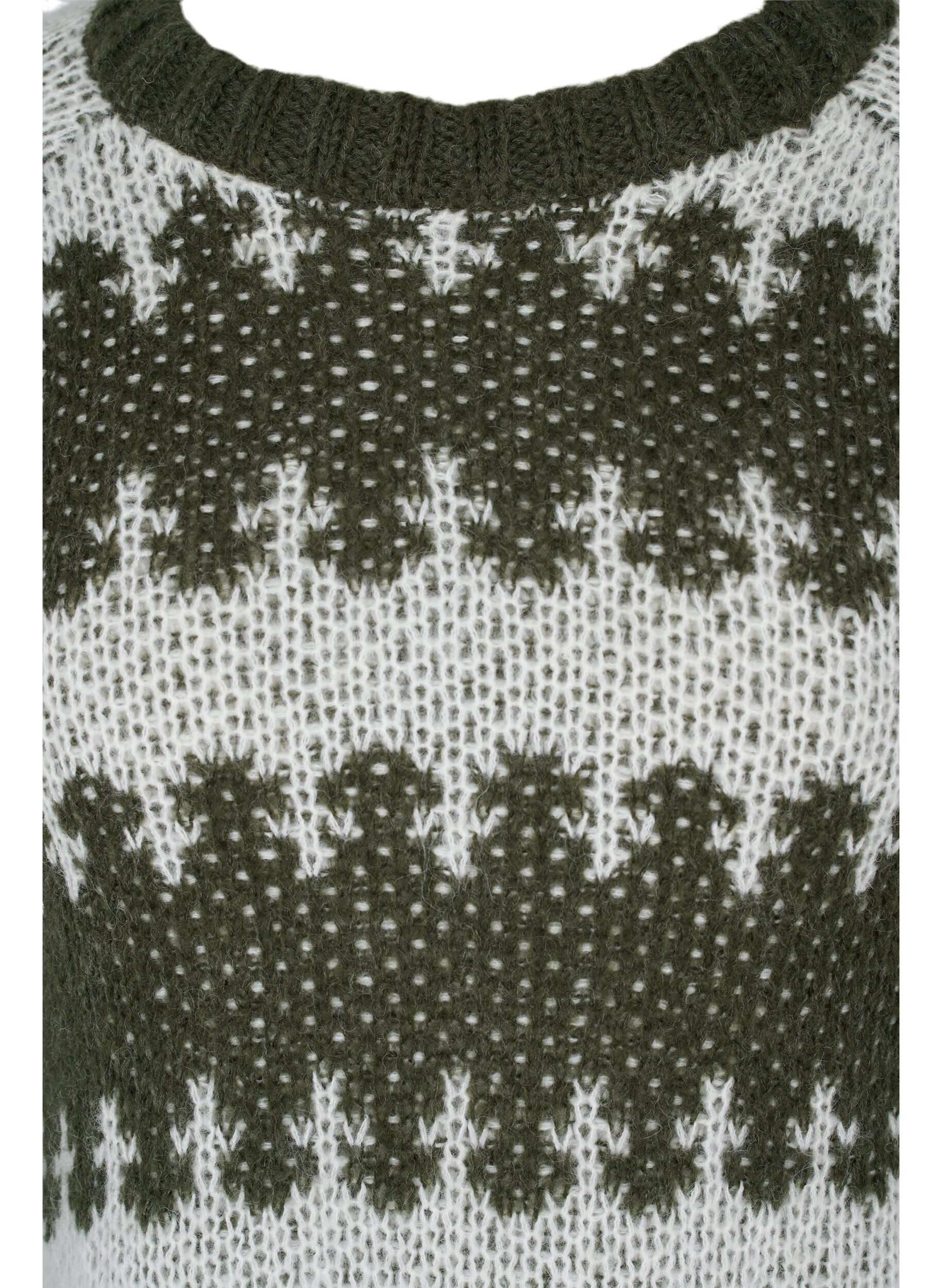 Zizzi Patterned knitted jumper, Forest Night Comb, Packshot image number 2