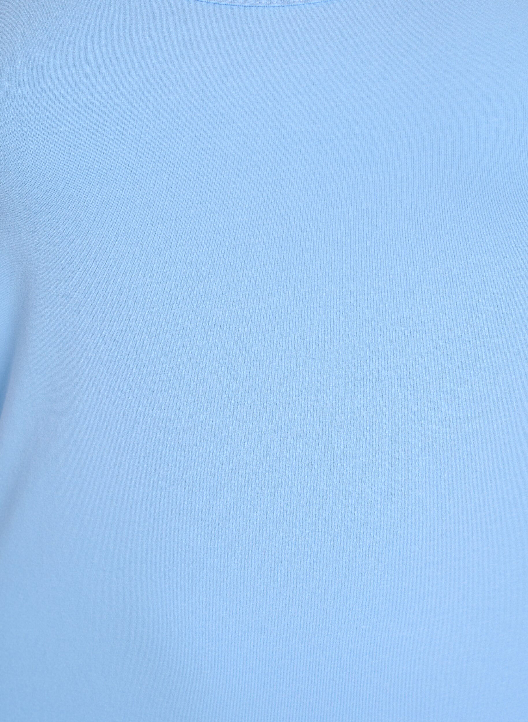 Zizzi Podstawowy top bawelniany w jednolitym kolorze, Niebieskie, Packshot image number 2
