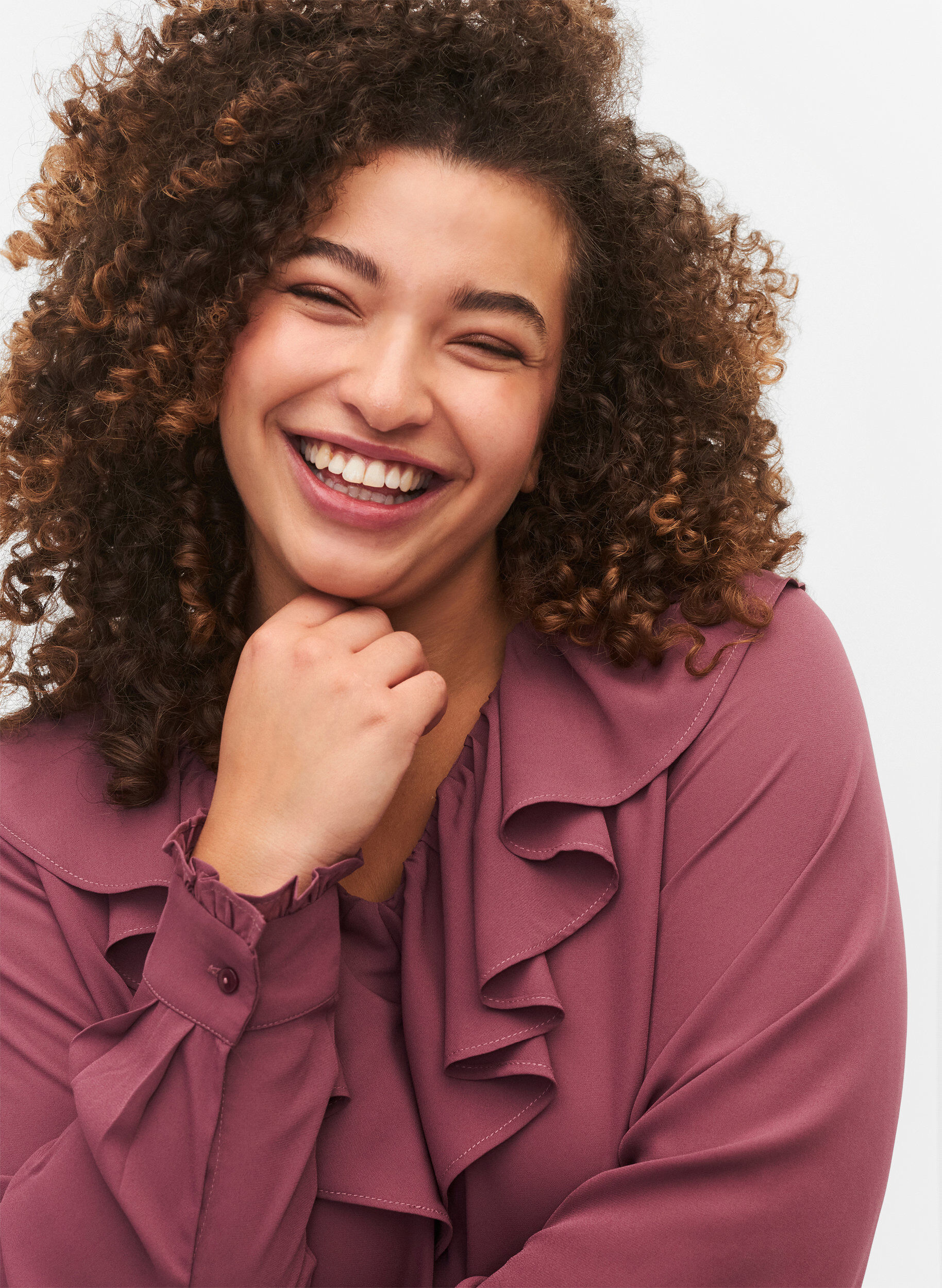 Zizzi Bluzka z dlugim rekawem i falbana, Renaissance Rose, Model image number 2