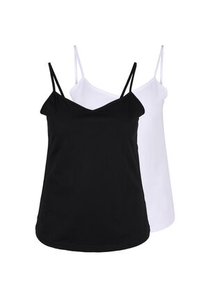 Podstawowa koszulka bawelniana 2-pack, Black/Bright White, Packshot image number 0