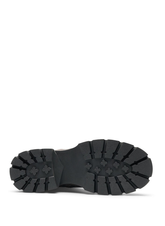 Wysokie buty ze sztucznego zamszu z lam&oacute;wkami z rypsowej dzianiny, Brązowy, Packshot image number 4