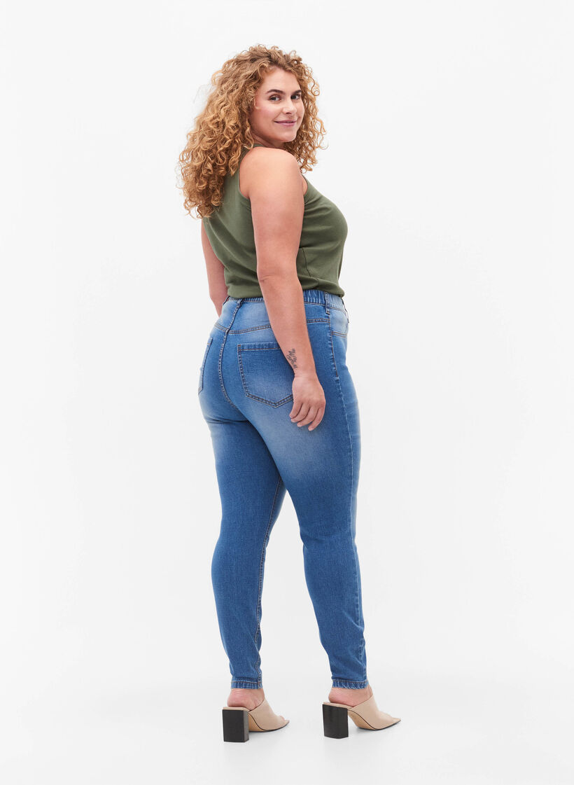 Jegginsy z tylnymi kieszeniami, Blue denim, Model image number 1