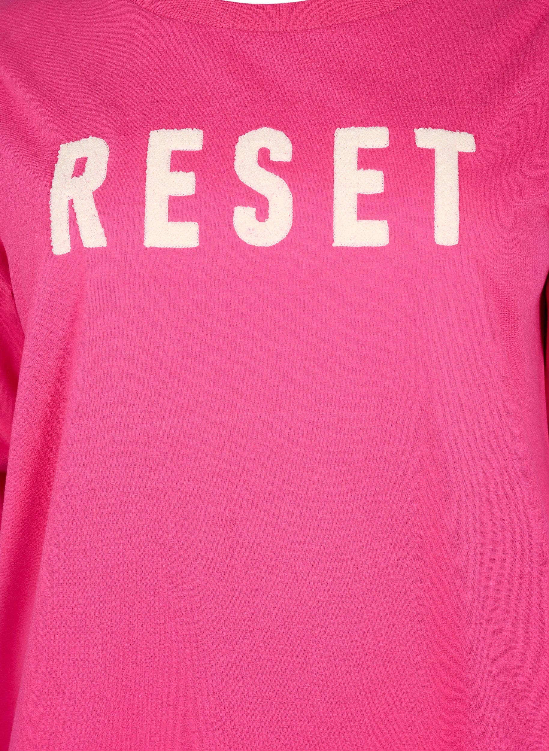 Zizzi Bluza z tekstem, Fuchsia P. W. Reset, Packshot image number 2