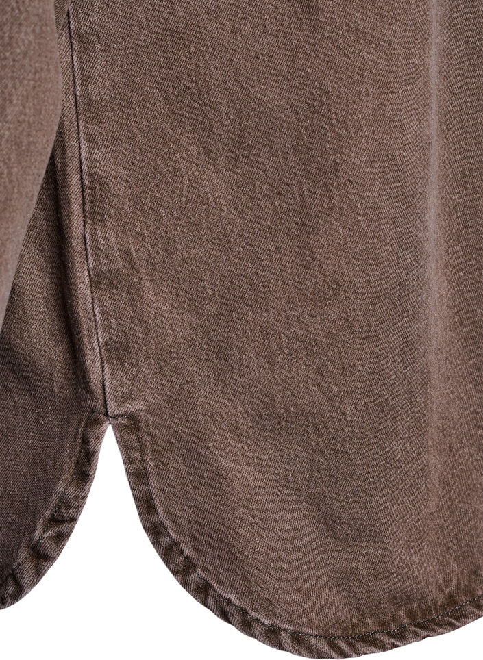 Kolorowa koszula z denimu z kieszeniami na piersiach, Brązowy, Packshot image number 3