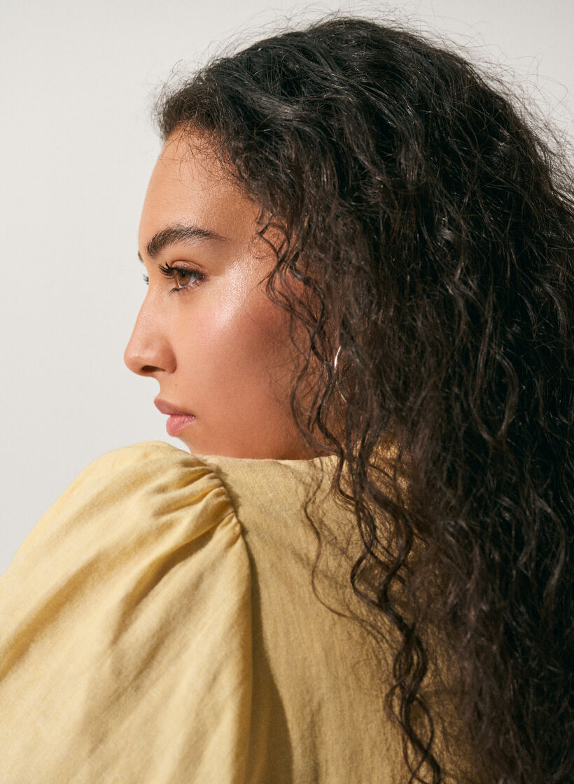 Sukienka koszula z lnu i wiskozy z paskiem do wiazania, Ż&oacute;łty, Image image number 0