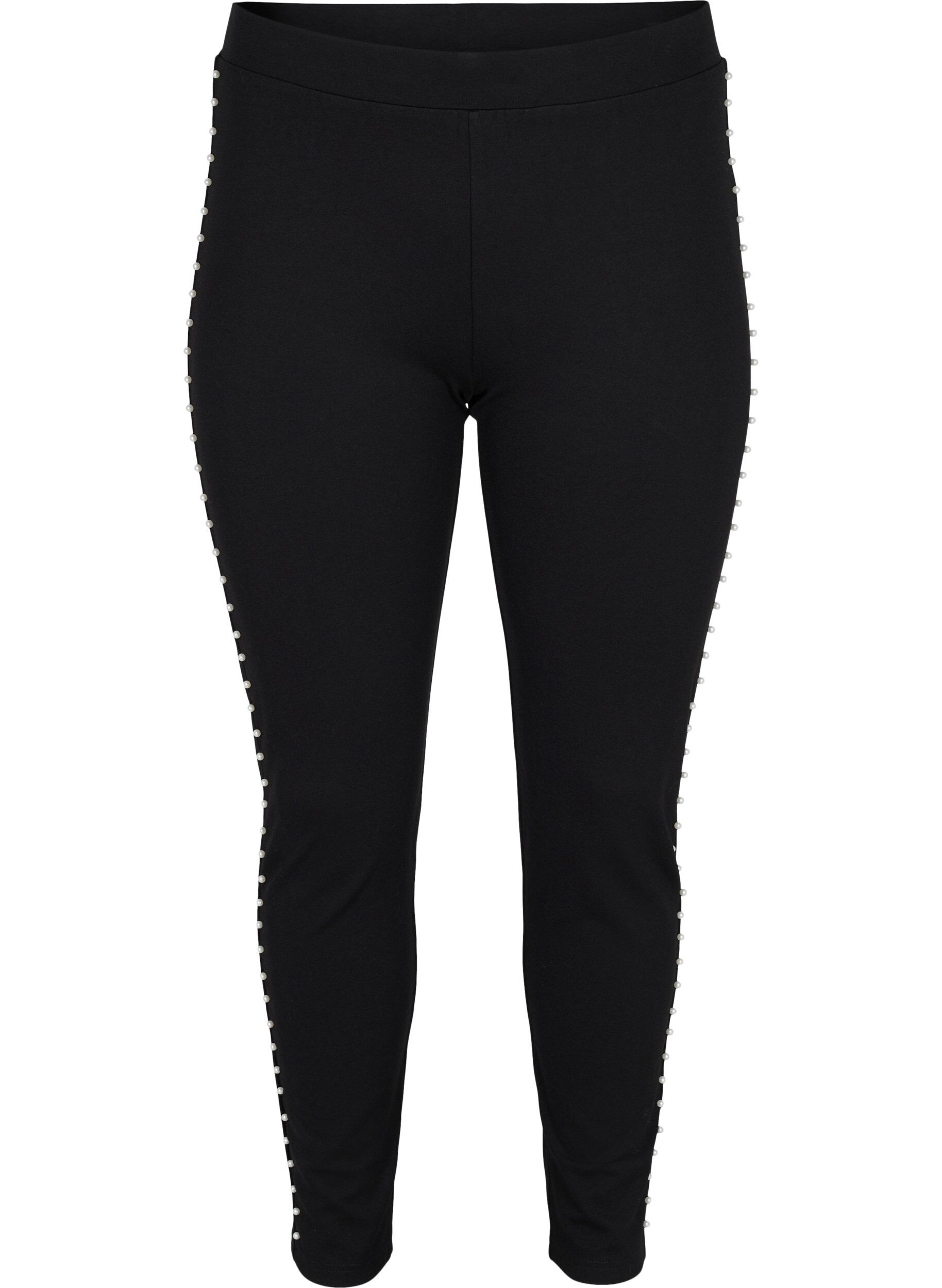 Zizzi Leggings with pearls, Black, Packshot image number 0