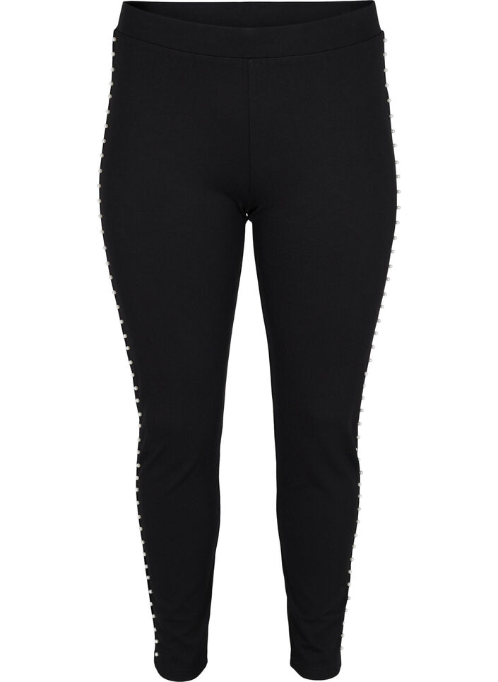 Leggings with pearls, Black, Packshot image number 0