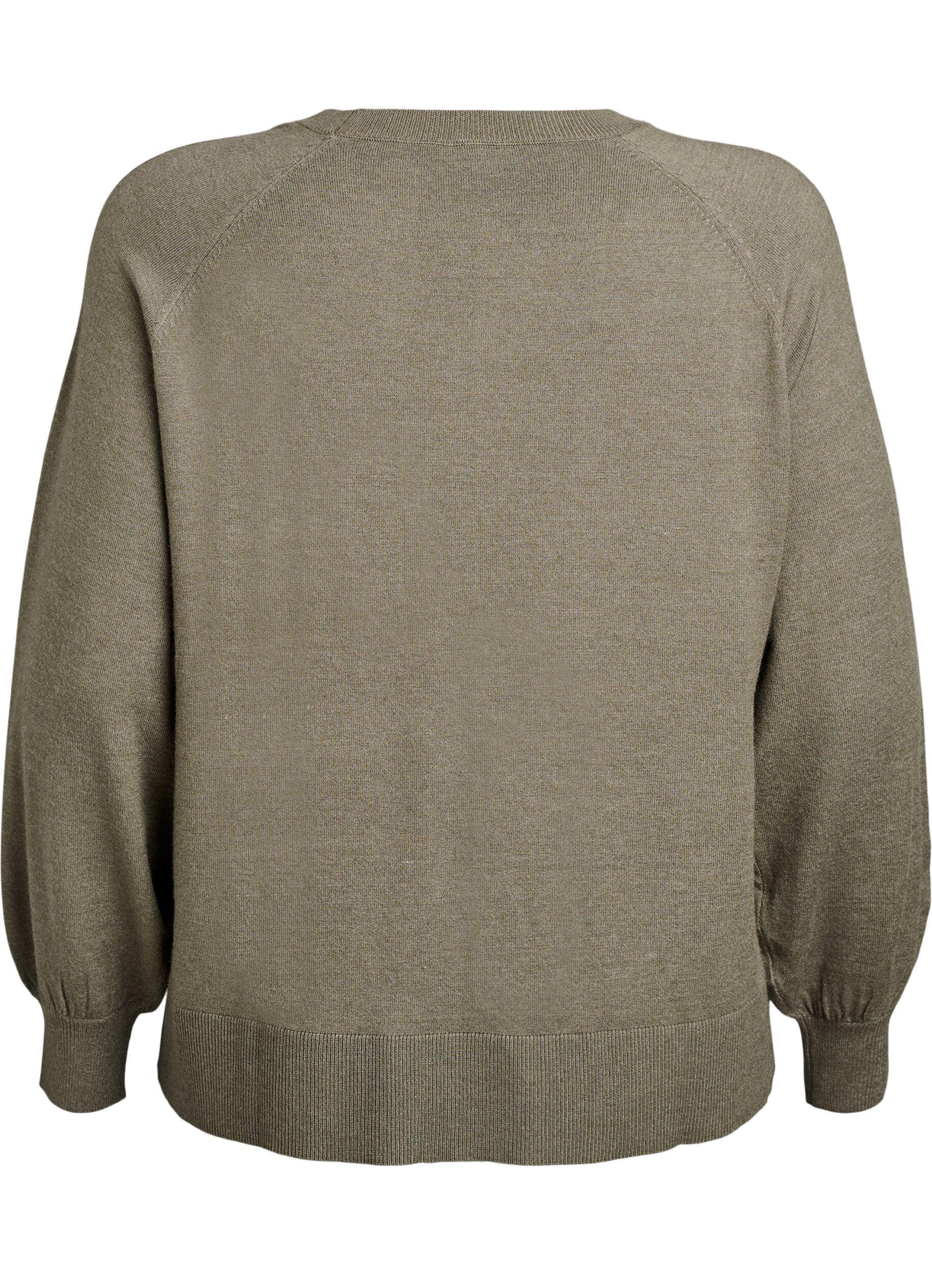 Zizzi Dzianinowa bluzka ze srodkowym szwem i raglanowymi rekawami, Zielony, Packshot image number 1