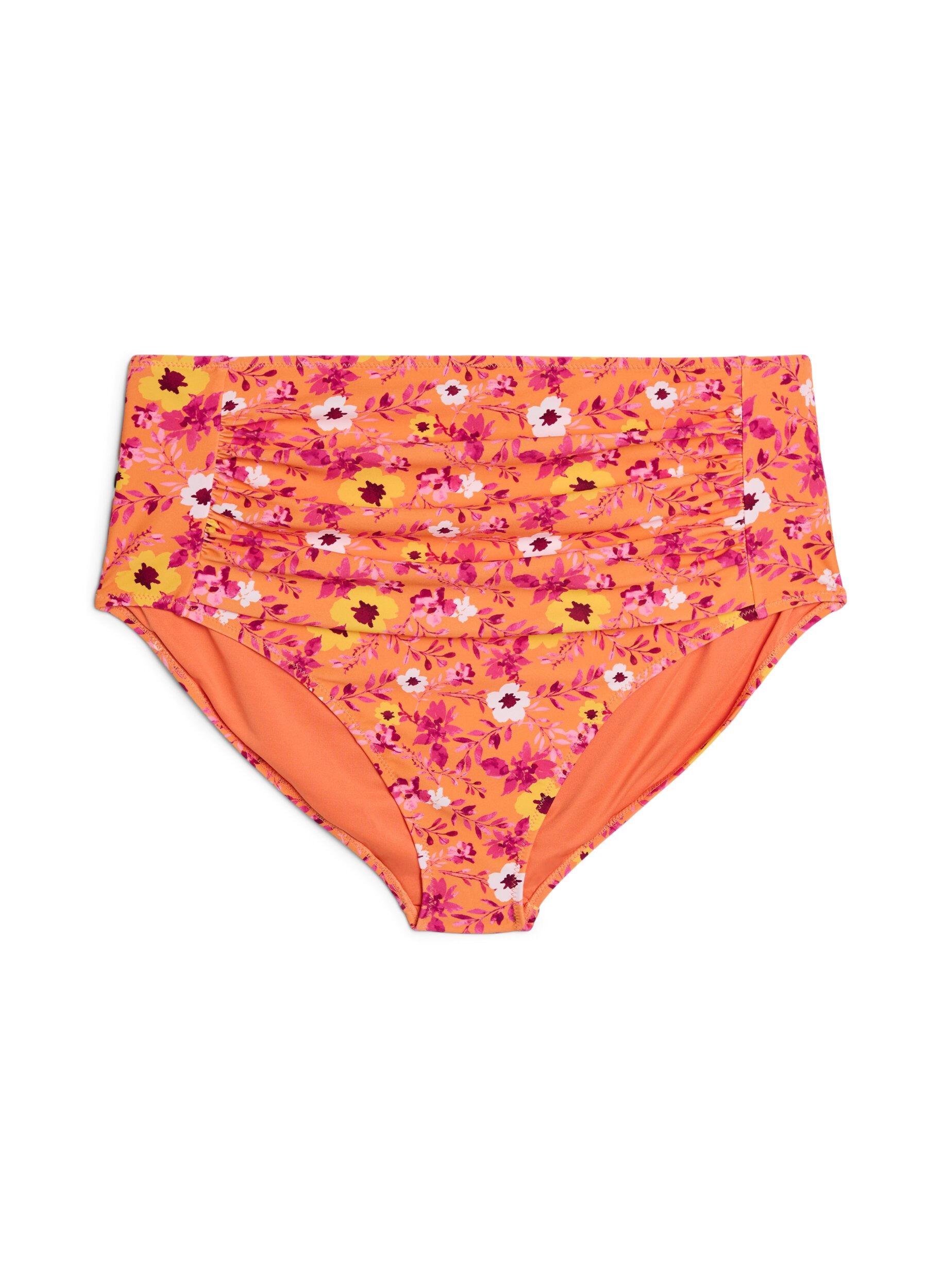 ZizziWzorzyste doly bikini z wysokim stanem, Pomarańczowy, Packshot image number 0