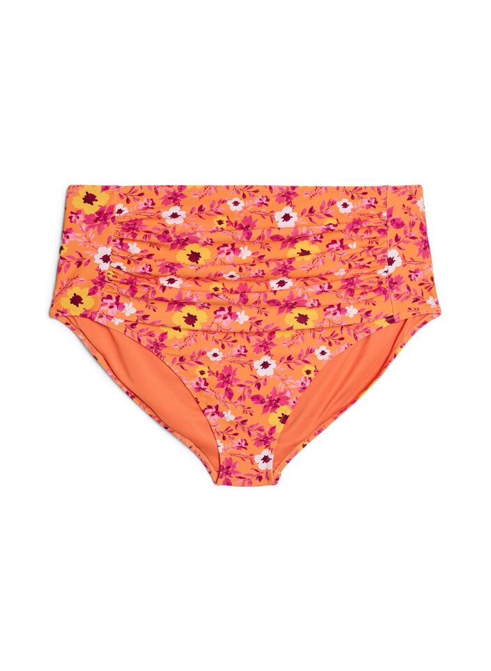 Wzorzyste doly bikini z wysokim stanem, Pomarańczowy, Packshot image number 0