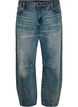 Jeansy typu barrel z przetartym wykonczeniem, Niebieskie, Packshot image number 0