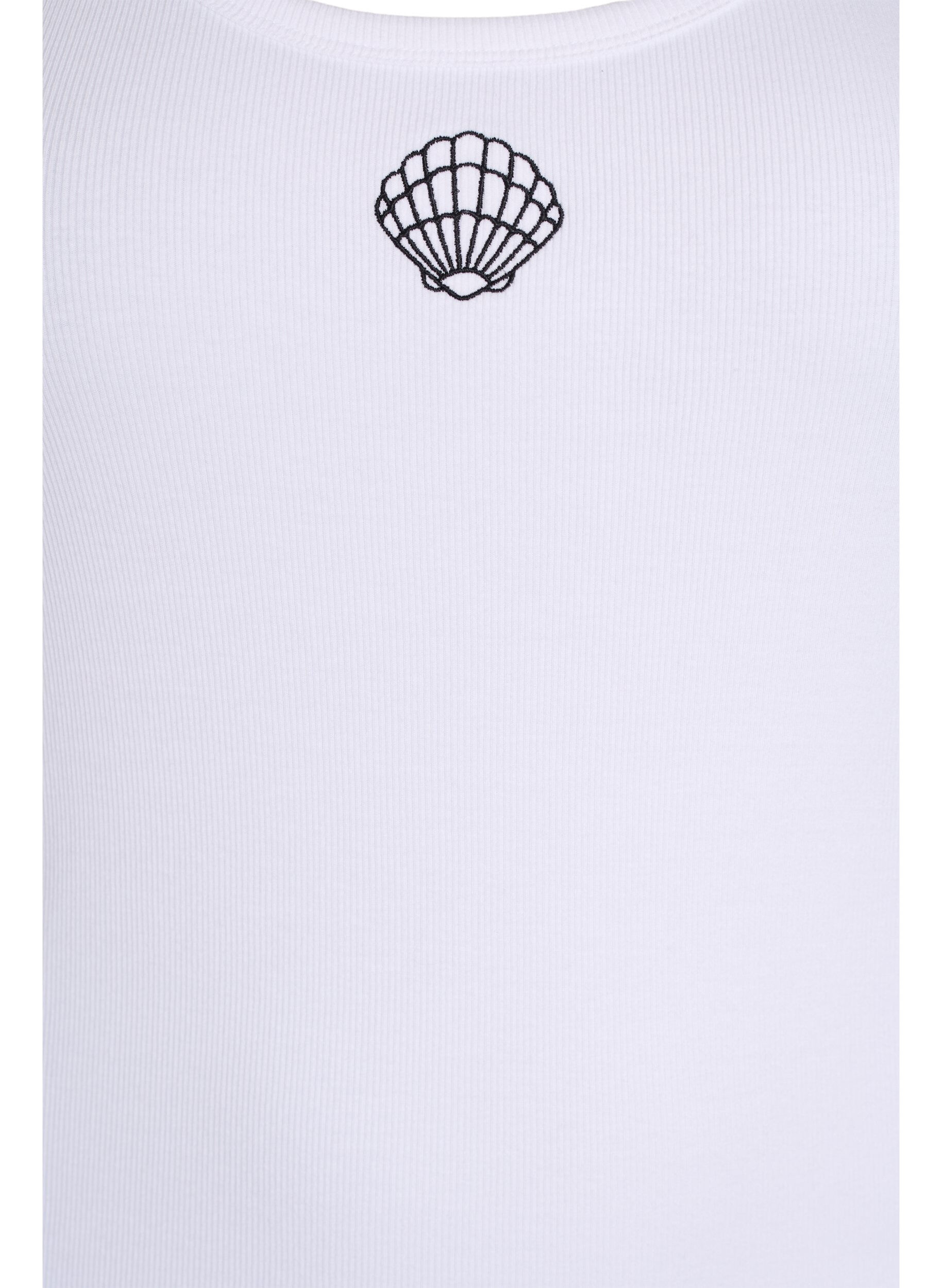 Zizzi Dopasowany top z motywem, Biały, Packshot image number 2