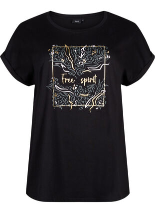 T-shirt z organicznej bawelny ze zlotym nadrukiem, Black W. Free, Packshot image number 0