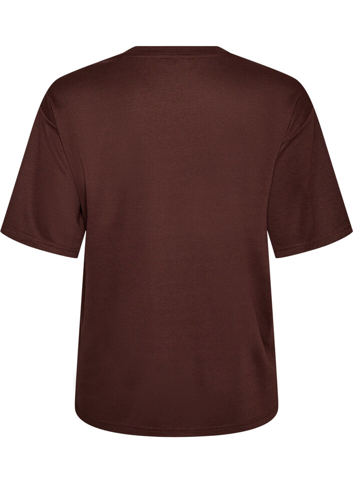 T-shirt z dzetami i okraglym dekoltem, Brązowy, Packshot image number 1