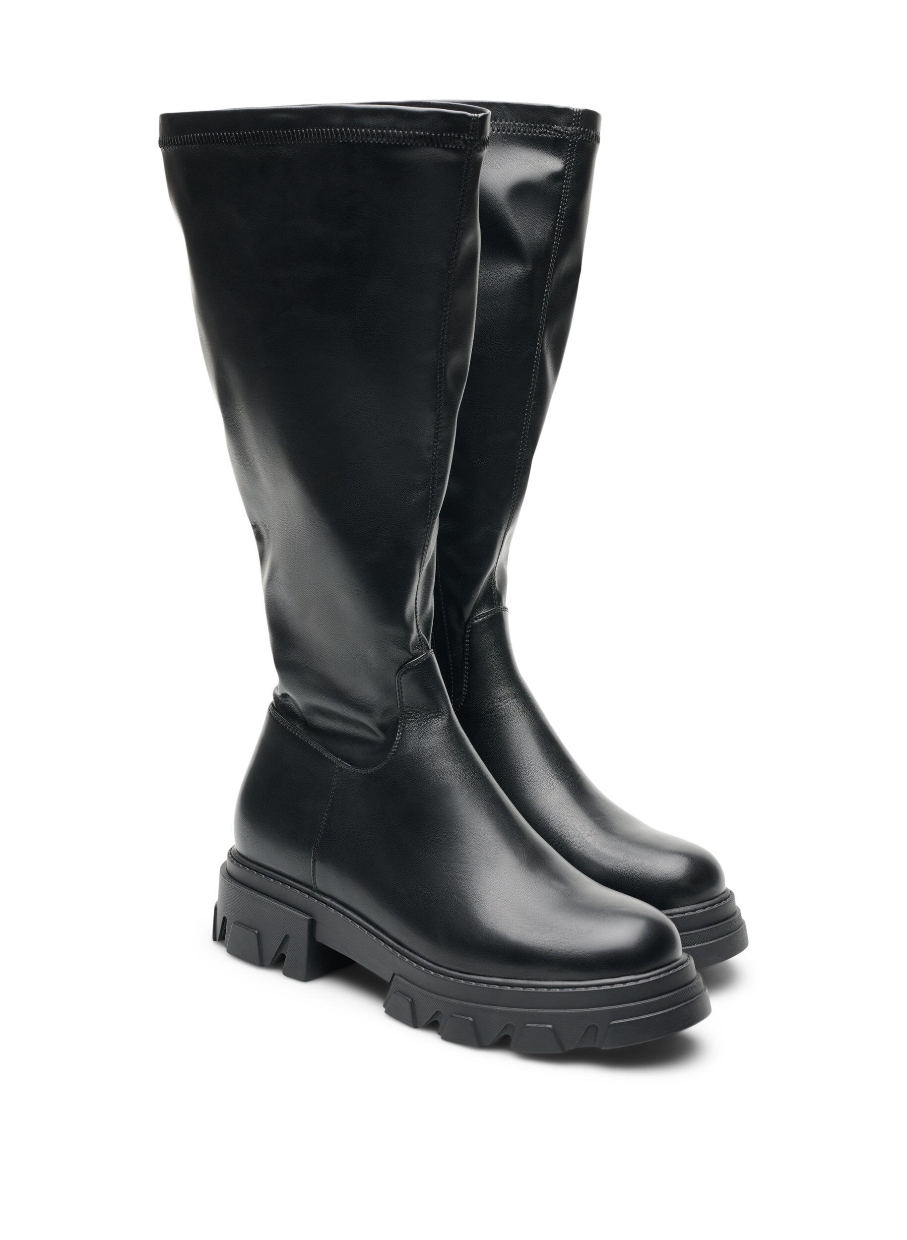ZizziDlugie buty ze sztucznej sk&oacute;ry ze sztywna podeszwa, Czarne, Packshot image number 1