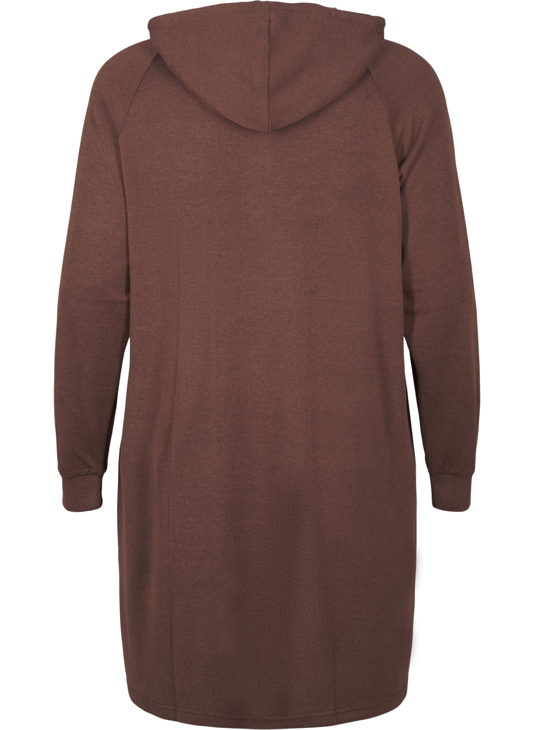 Zizzi Sukienka dresowa z dlugim rekawem i kapturem, Chocolate M. M&eacute;l., Packshot image number 1