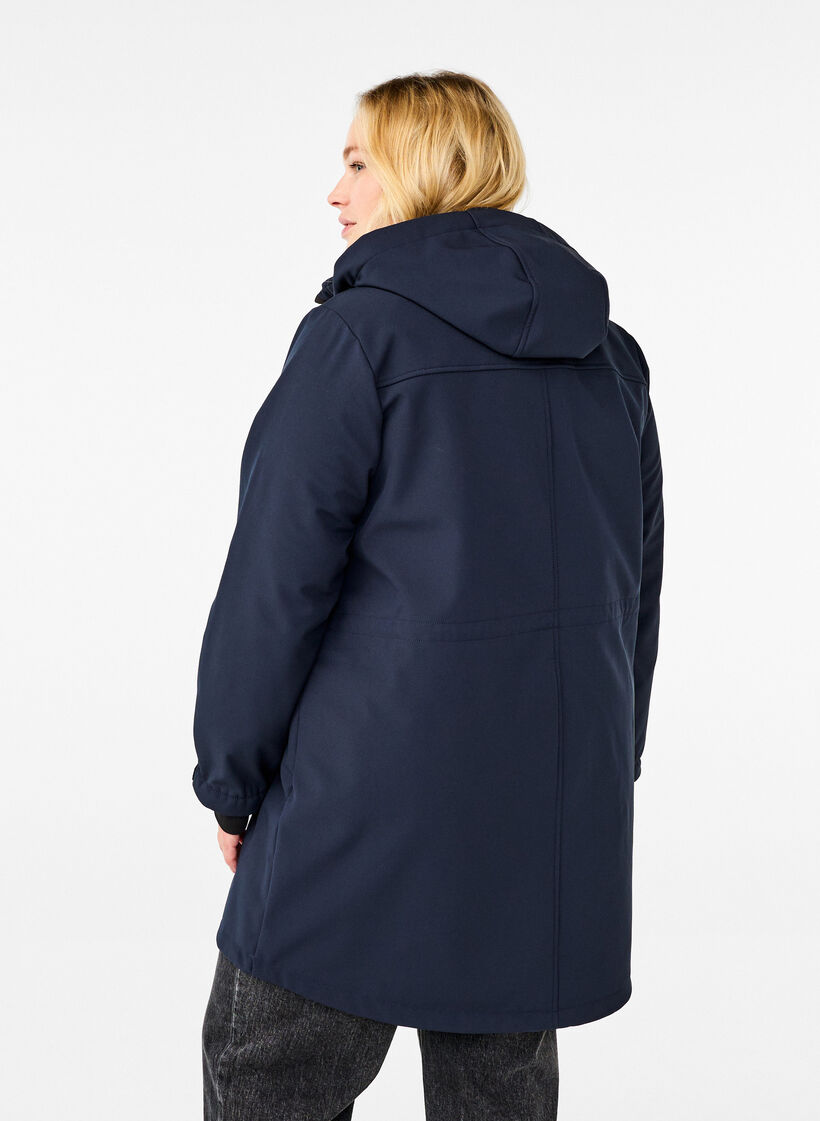 Kurtka softshell z odpinanym kapturem, Niebieskie, Model image number 2