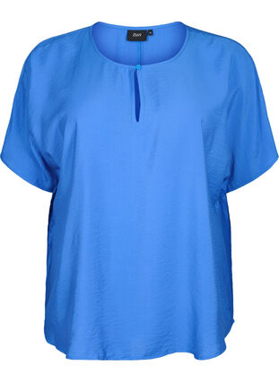 Wiskozowa bluzka z krótkim rekawem, Monaco Blue, Packshot image number 0