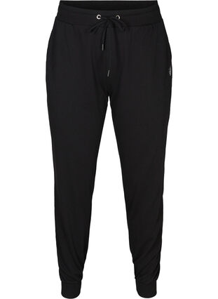 Luzne spodnie treningowe z kieszeniami, Black, Packshot image number 0