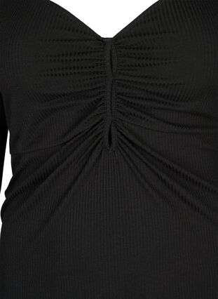 Bluzka w prazki z dziurkowanymi detalami, Black, Packshot image number 2