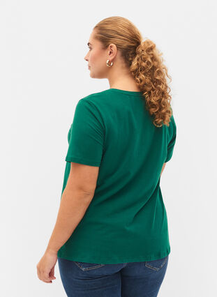 Podstawowa, gladka bawelniana koszulka, Evergreen, Model image number 1