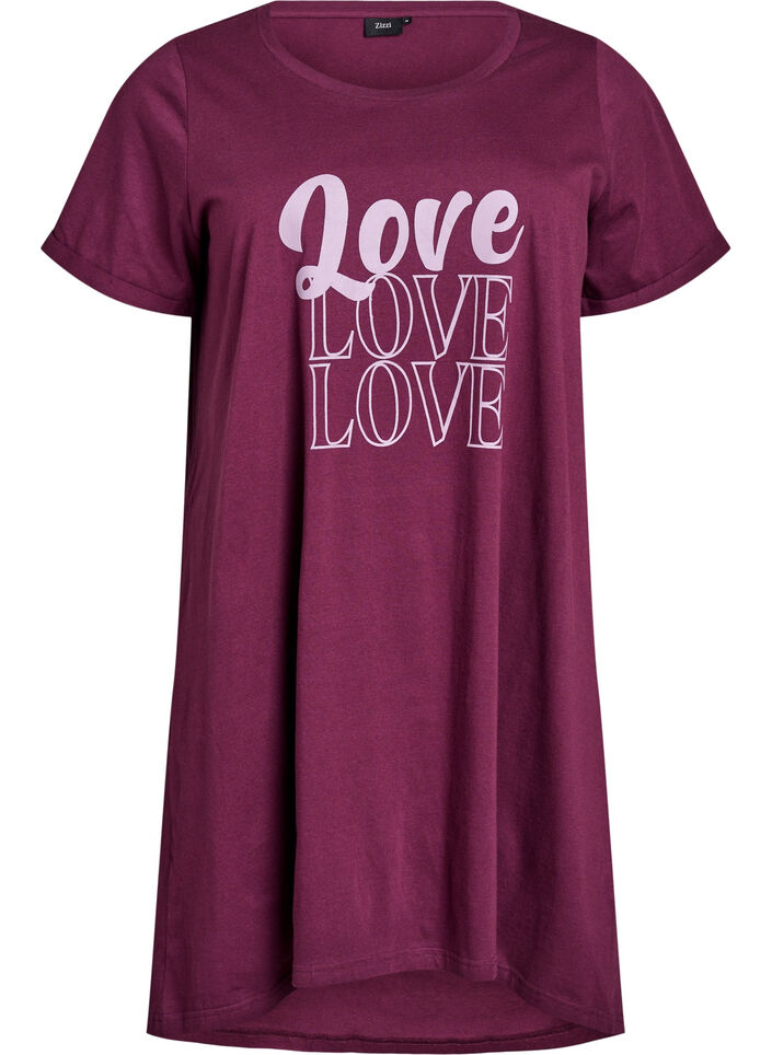 Koszula nocna z kr&oacute;tkim rekawem, wykonana z bawelny organicznej, Ciemnobordowy, Packshot image number 0