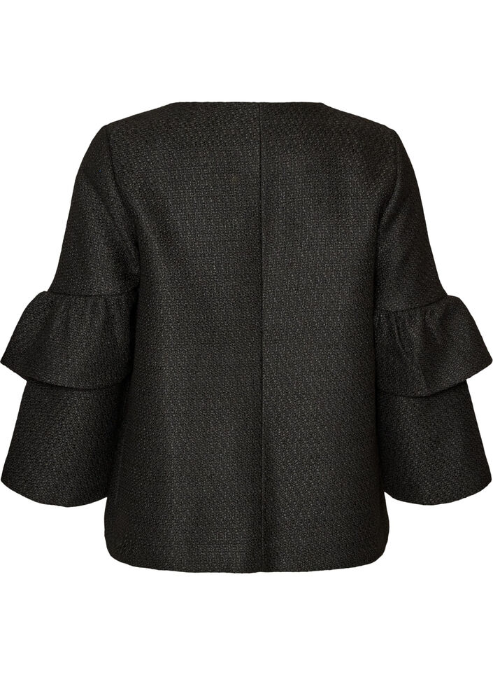 Kurtka boucl&eacute; z falbankami, Czarne, Packshot image number 1