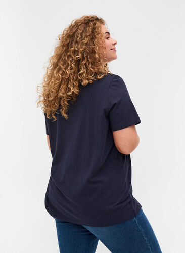 T-shirt z krótkim rekawem i dekoltem w szpic, Night Sky, Model image number 1