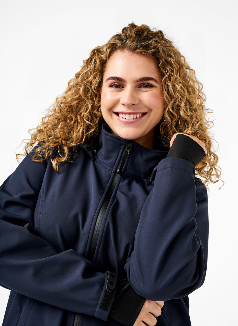 Kr&oacute;tka kurtka softshell z odpinanym kapturem, Niebieskie, Model image number 4