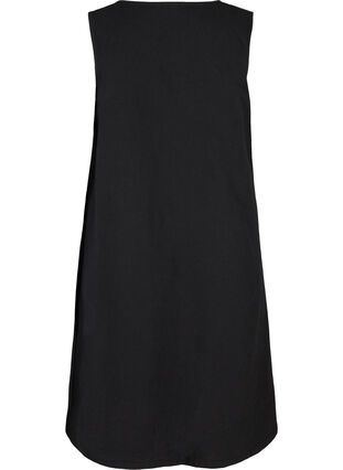 Bawelniana, trapezowa sukienka bez rekawów, Black, Packshot image number 1