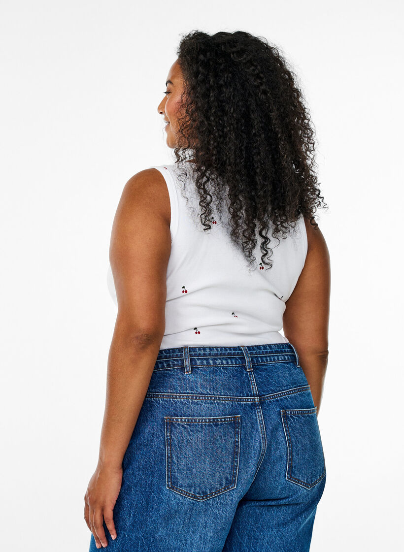 Dopasowany top z motywem, Biały, Model image number 2