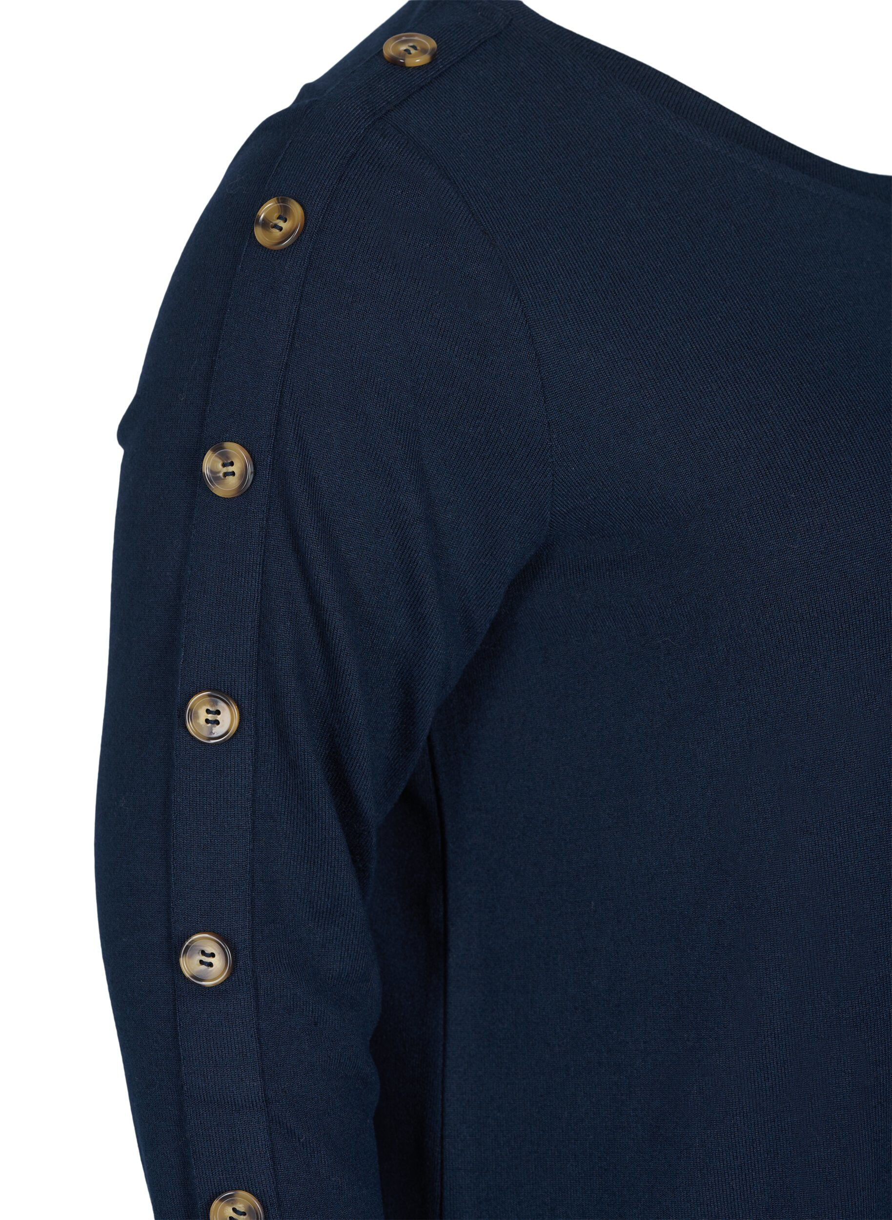 Zizzi Long-sleeved blouse with button details, Night Sky, Packshot image number 3