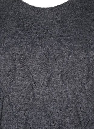 Dzianinowy pulower z azurowym wzorem, Dark Grey Melange, Packshot image number 2