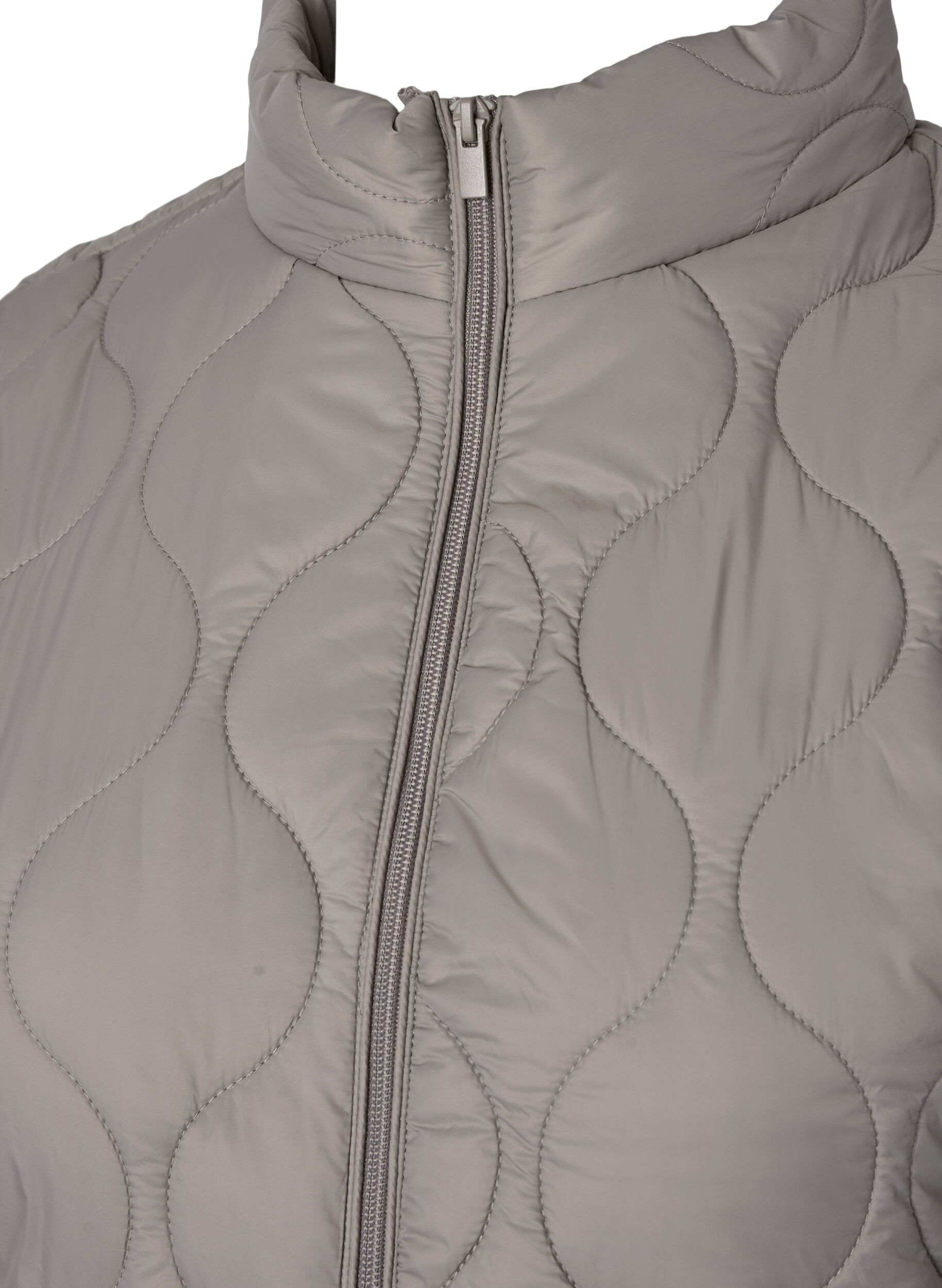 Zizzi Quilted jacket with zip and pockets, Moon Rock, Packshot image number 2