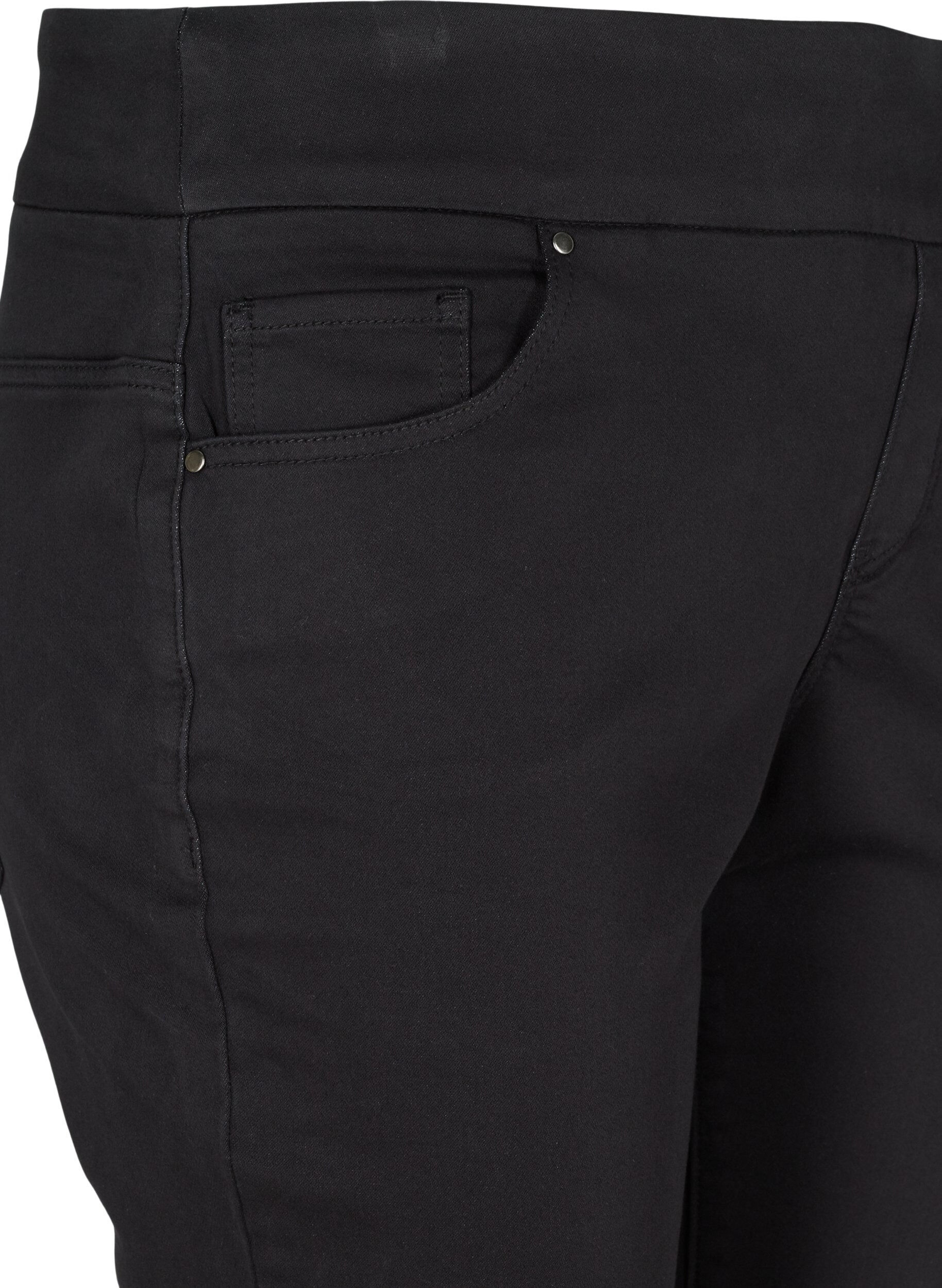 Zizzi Dopasowane spodnie capri z mieszanki bawelny, Black, Packshot image number 2