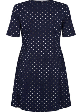 Jednokolorowa bawelniana sukienka z krótkim rekawem, Night Sky Dot, Packshot image number 1