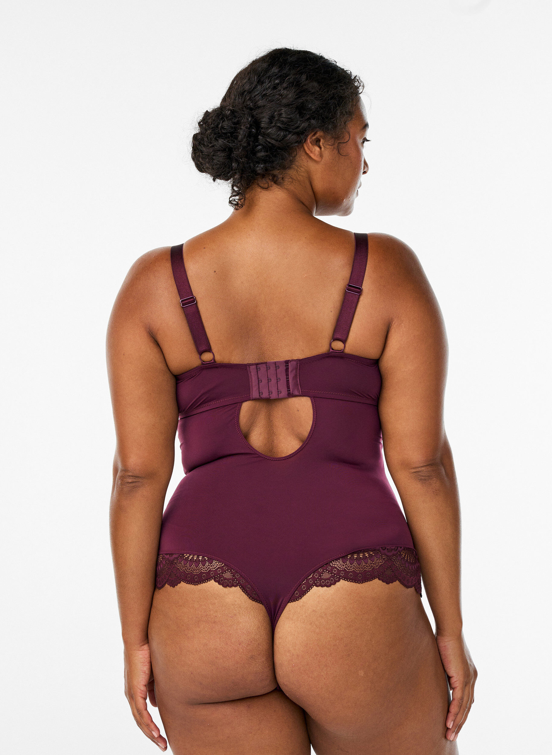 ZizziKoronkowe body z fiszbinami i ozdobnymi paseczkami, Czerwony, Model image number 1