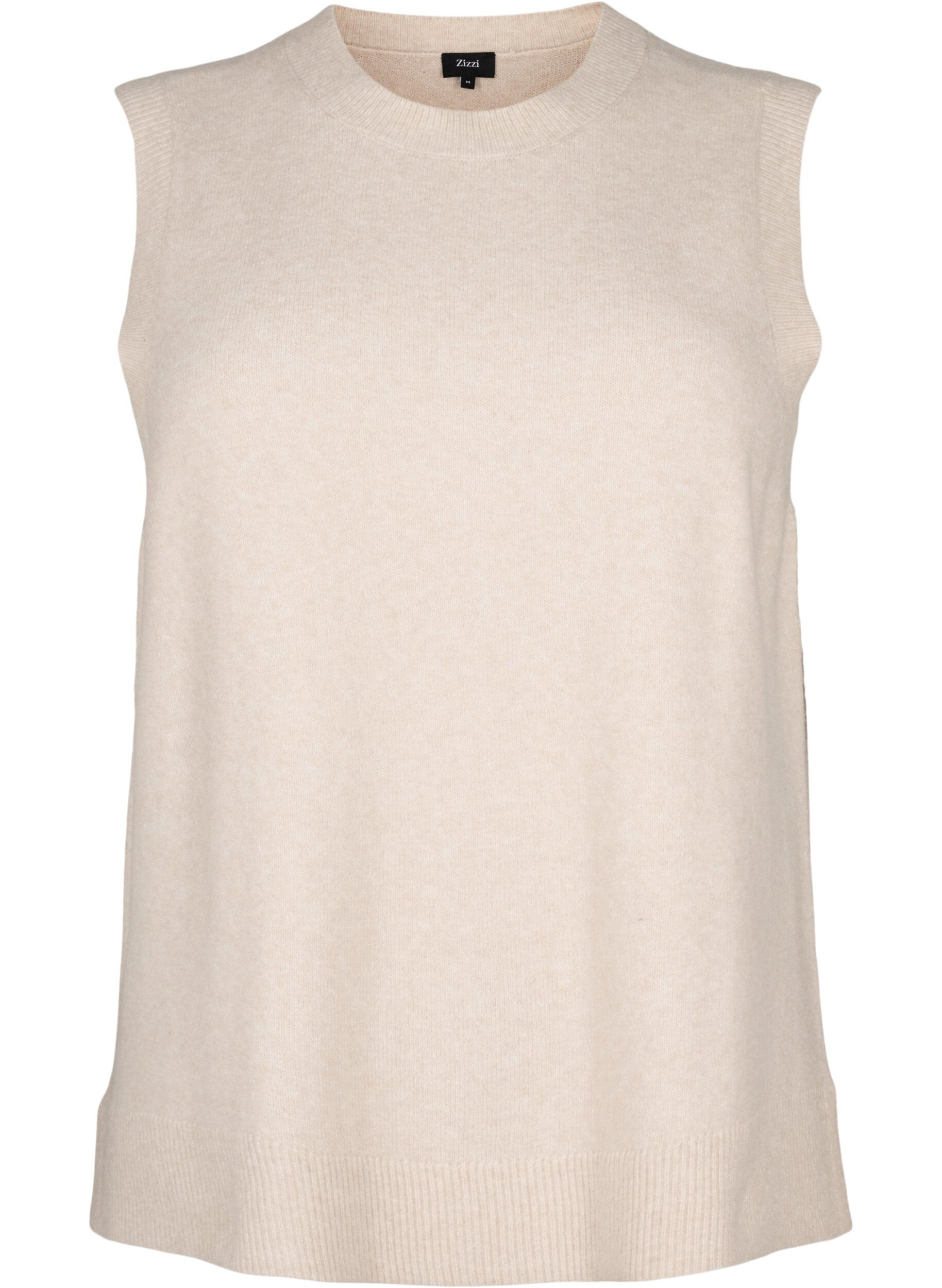 Zizzi Dzianinowy bezrekawnik ze sciagaczem, Pumice Stone Mel., Packshot image number 0