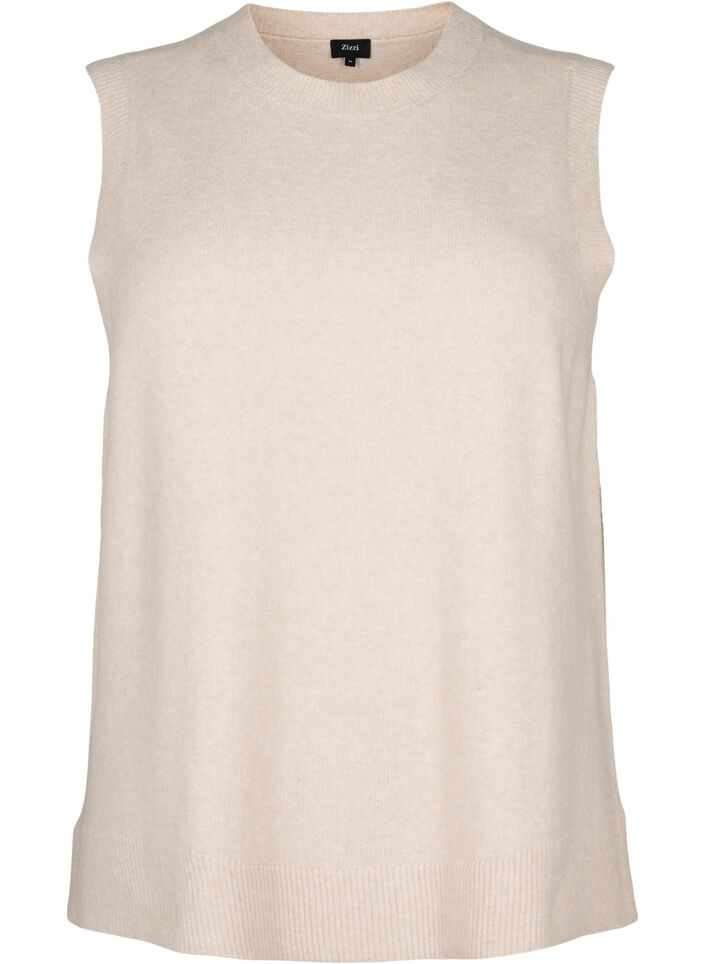 Dzianinowy bezrekawnik ze sciagaczem, Pumice Stone Mel., Packshot image number 0