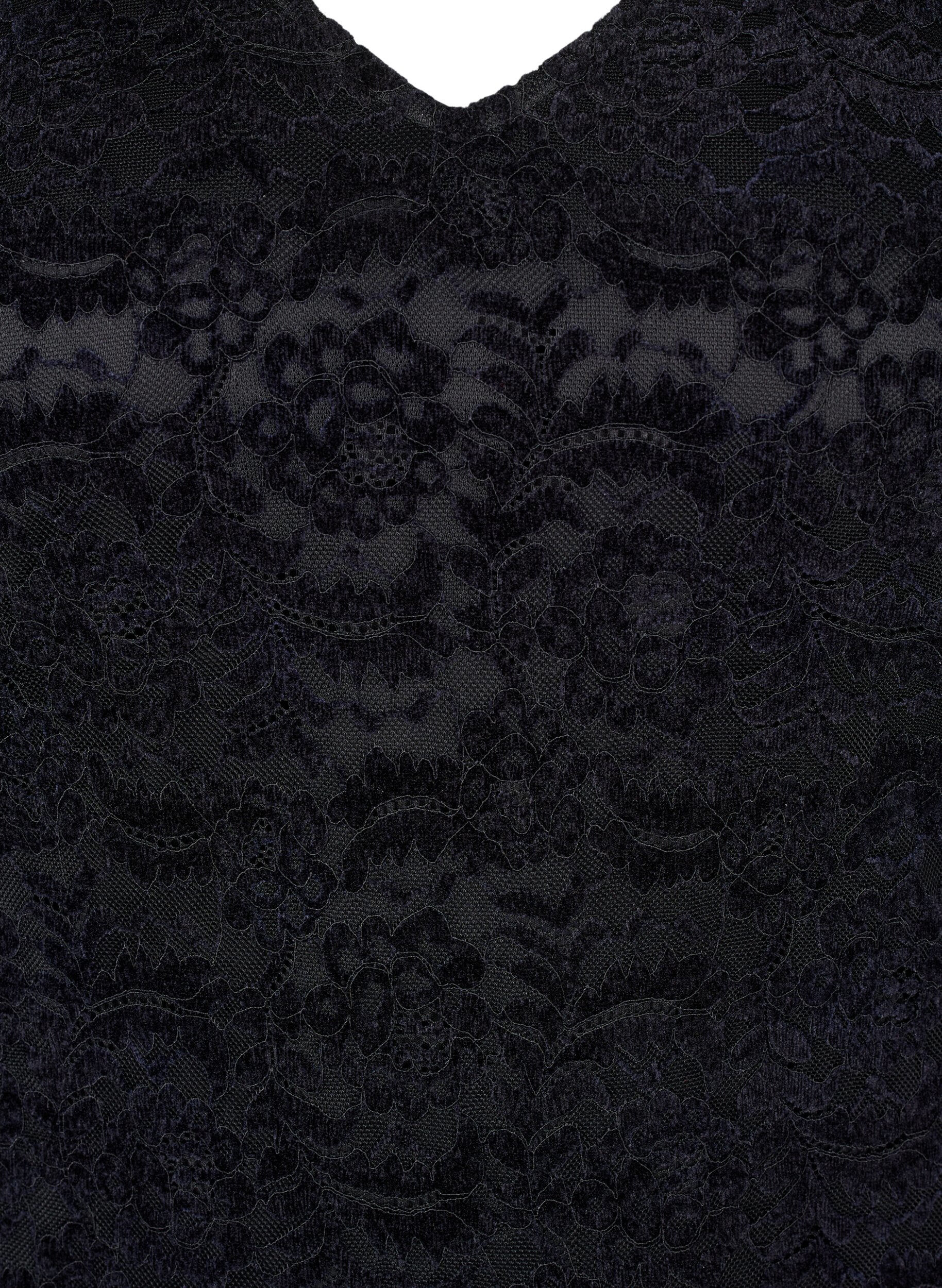 Zizzi Koronkowe bodystocking z dlugimi rekawami, Black, Packshot image number 2