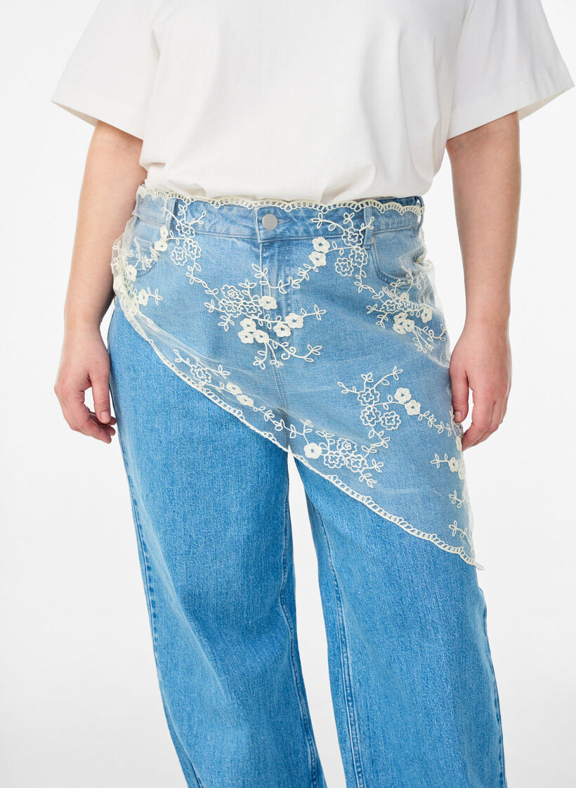 Tr&oacute;jkatny koronkowy szal, Beżowy, Model