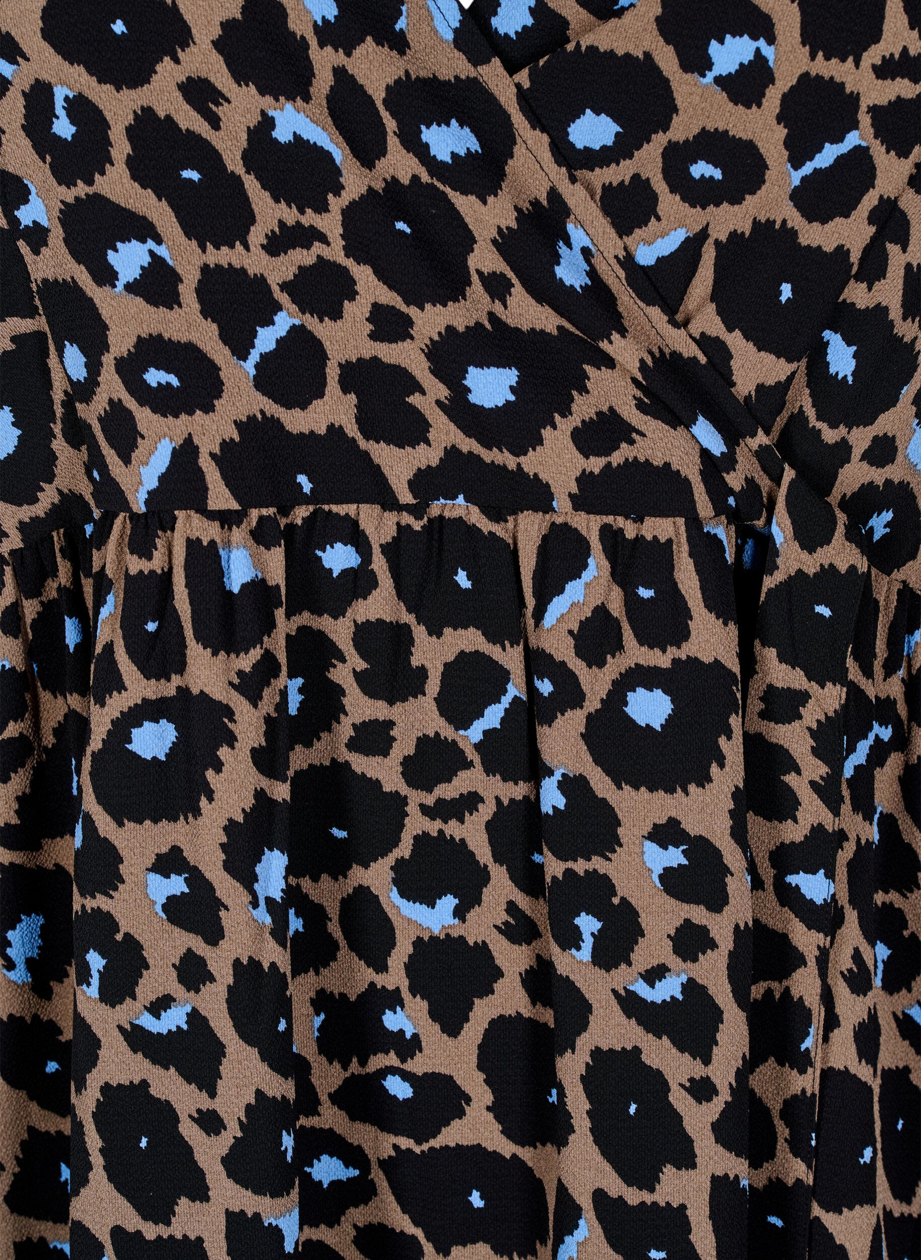 Zizzi Sukienka kopertowa z kr&oacute;tkimi rekawami, Fossil w.Bl.Leo AOP, Packshot image number 2