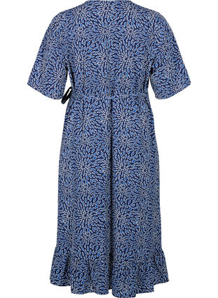 Kopertowa sukienka z nadrukiem i krótkim rekawem, M. Blue Graphic AOP, Packshot image number 1