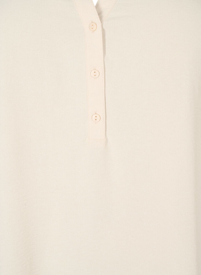 Tunika w jednolitym kolorze z dekoltem w szpic i guzikami, Warm Off-white, Packshot image number 2
