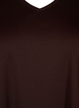 Gladka sukienka z dekoltem w szpic i rekawami 3/4, Coffee Bean, Packshot image number 2