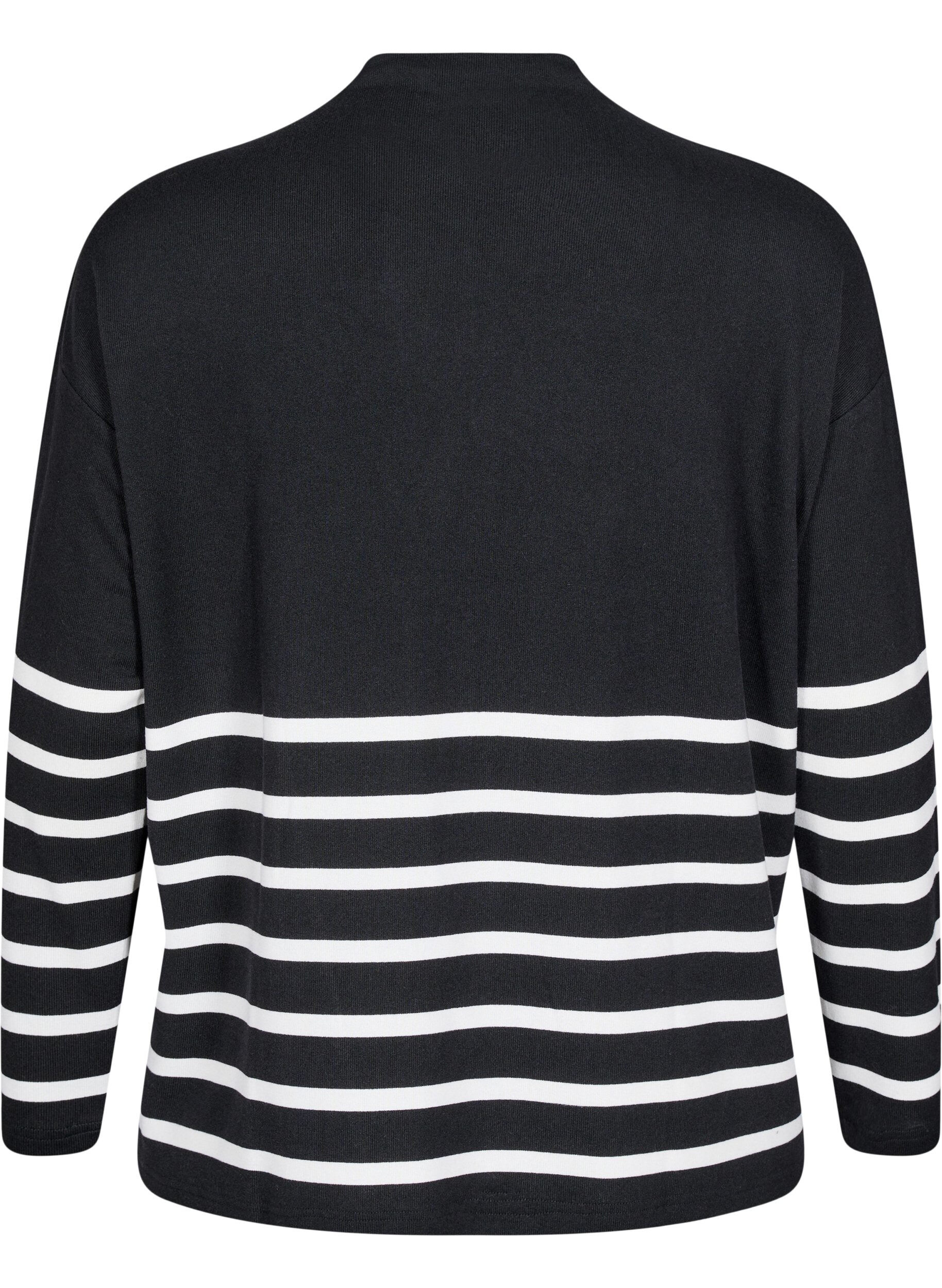 Zizzi Bluzka z&nbsp;wysokim dekoltem i&nbsp;dlugimi rekawami, Czarne, Packshot image number 1